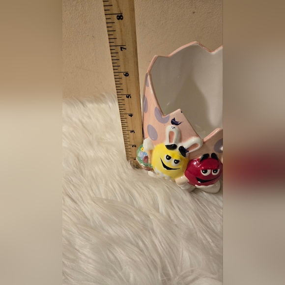 Ceramic Bowl Planter Mars M&M Yellow & Red Pink Easter Egg Purple Dots FTD Candy - Picture 8 of 10